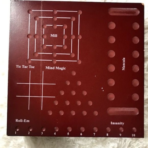 Wood Multi Game Box - Chess Checkers Backgammon Tic Tac Toe Mind Mancala & More - Picture 3 of 16